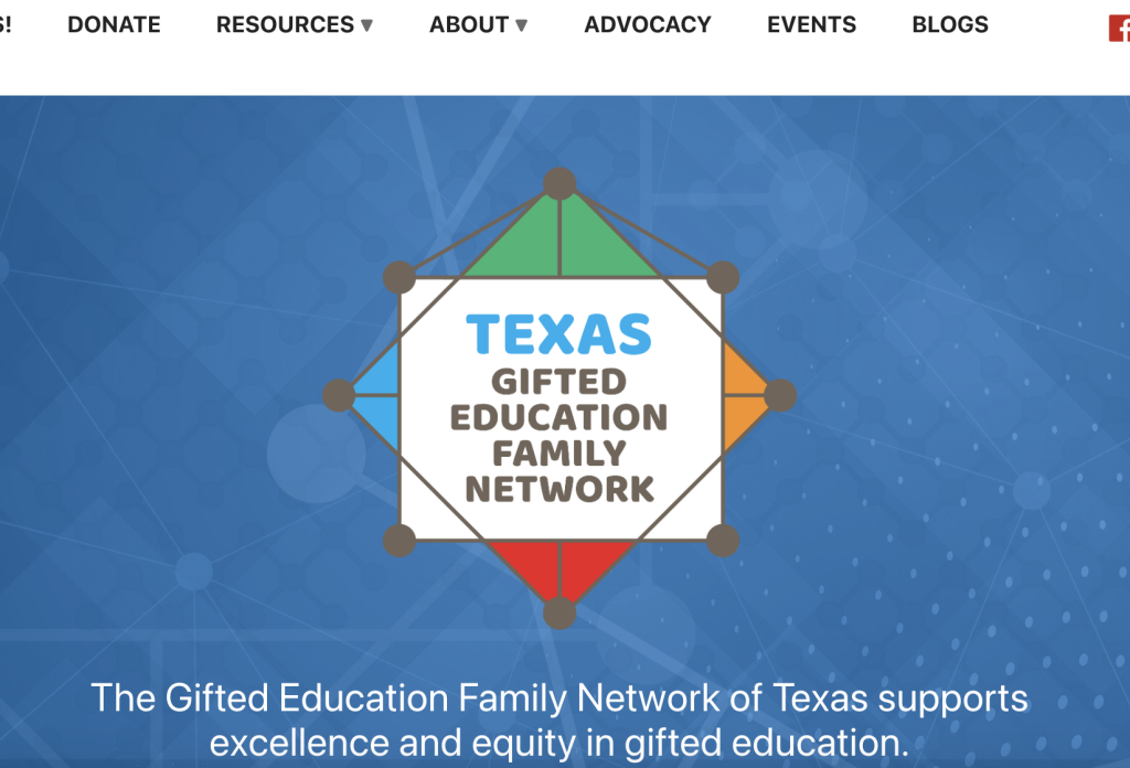 Texas Gifted Education Family Network website